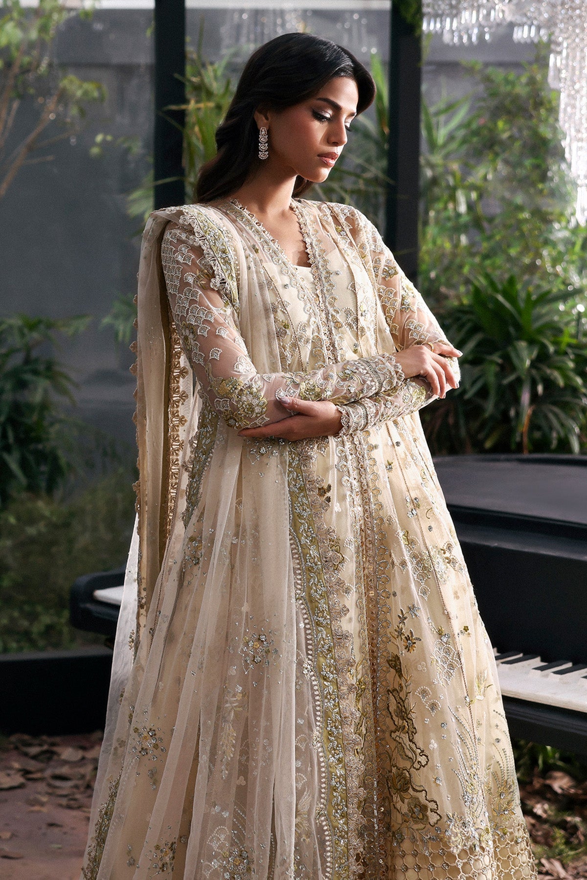 Embroidered White Net- FLEURIE