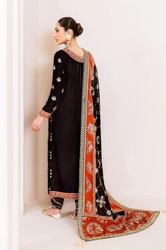 Pakistani Custom Stitched Velvet Dress-2224-SABAAT