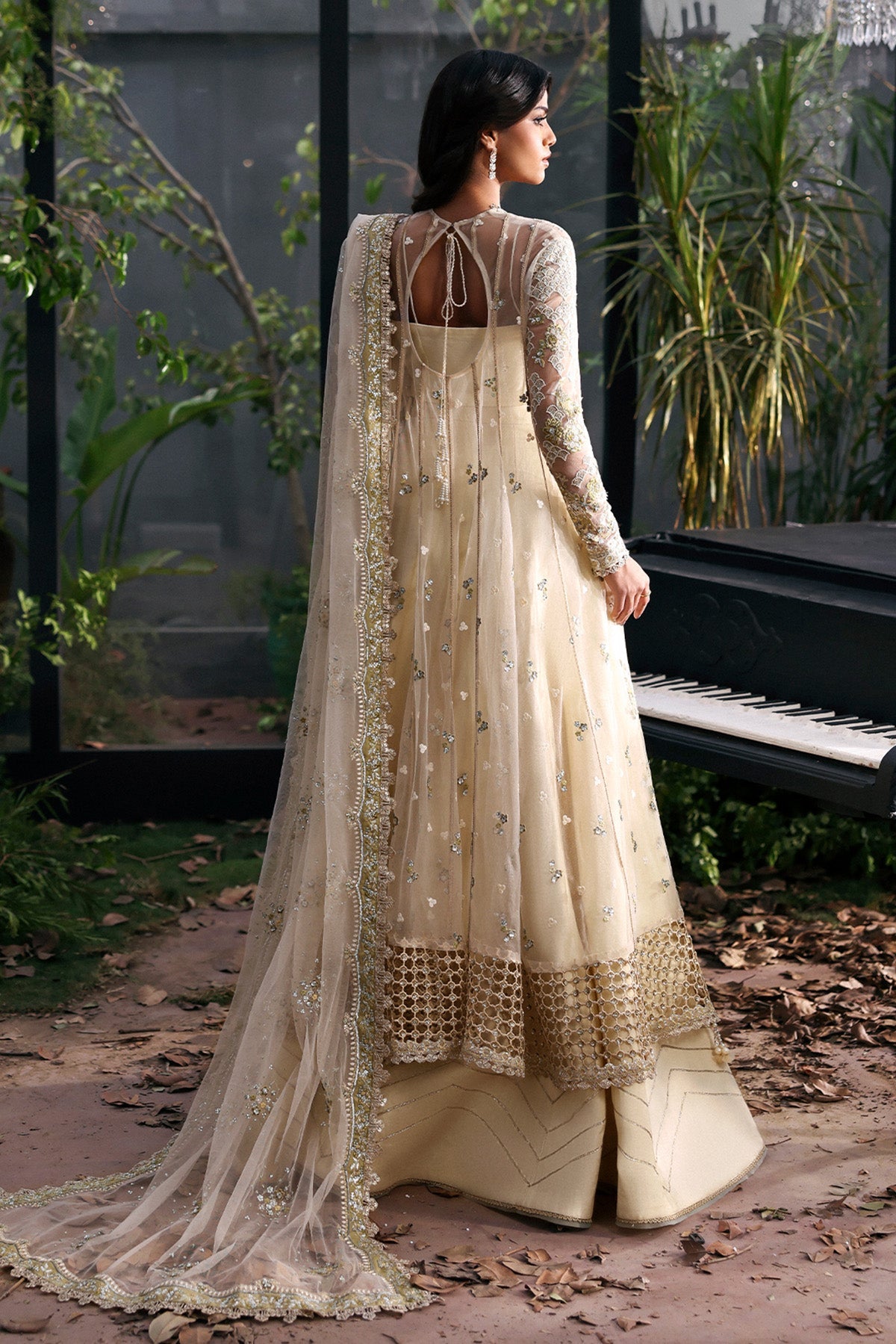 Embroidered White Net- FLEURIE