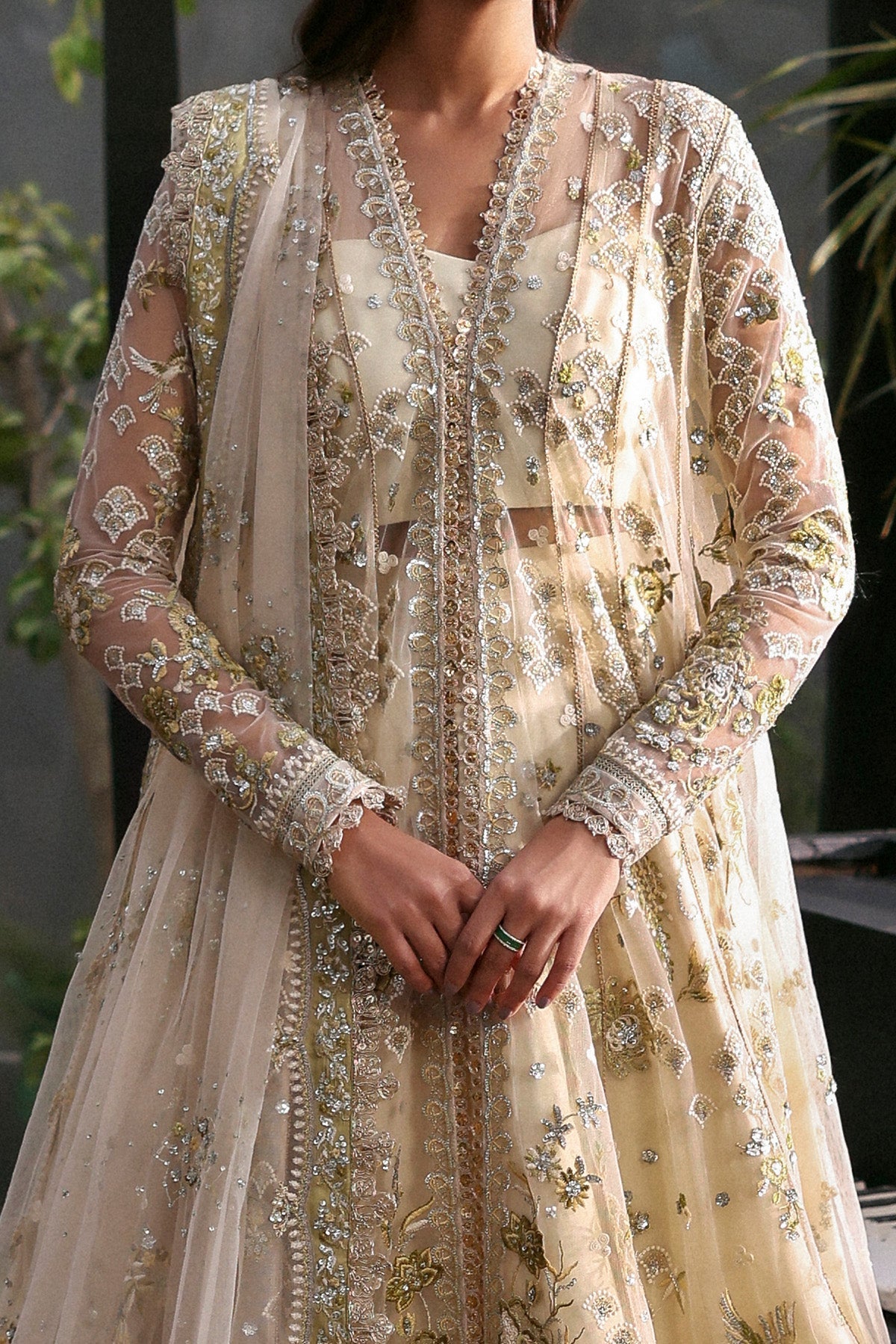 Embroidered White Net- FLEURIE