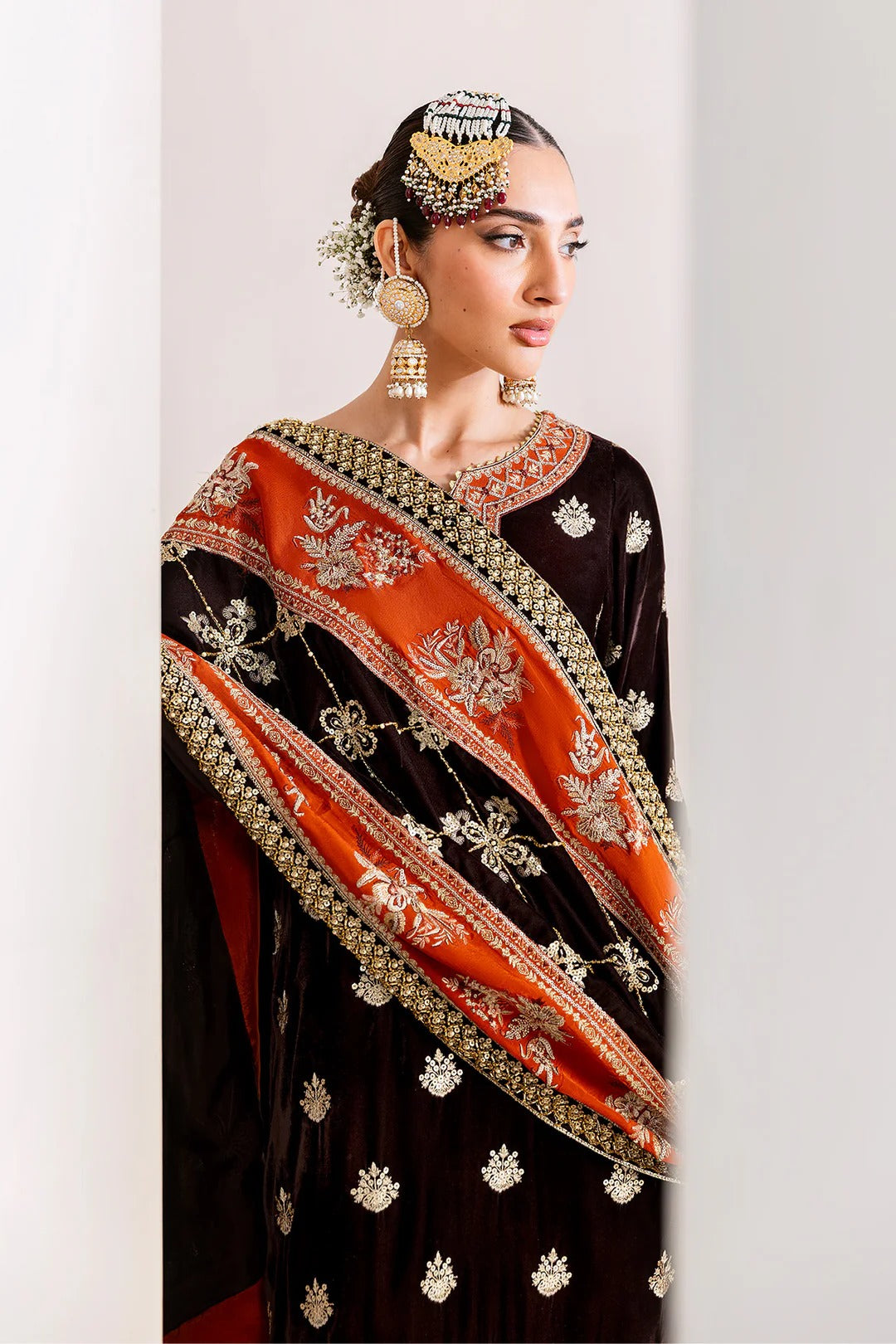 Pakistani Custom Stitched Velvet Dress-2224-SABAAT