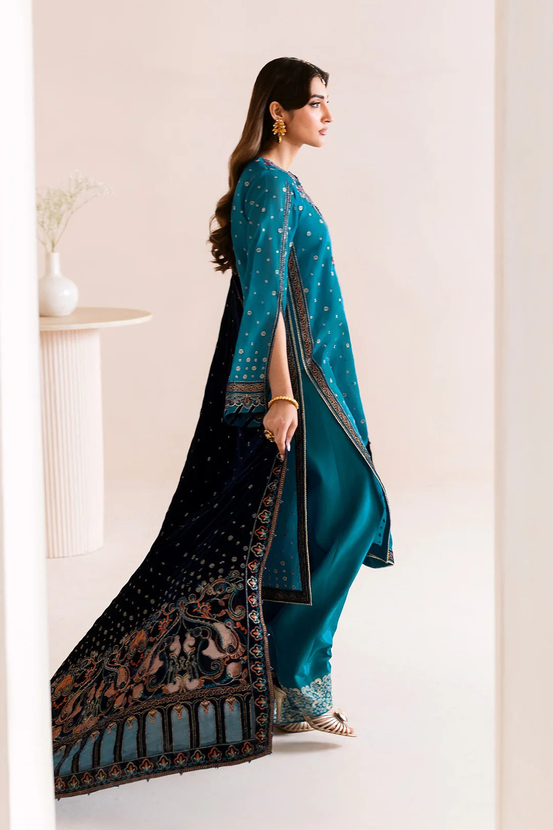 Pakistani Custom Stitched Velvet Dress-2225-NELOFER