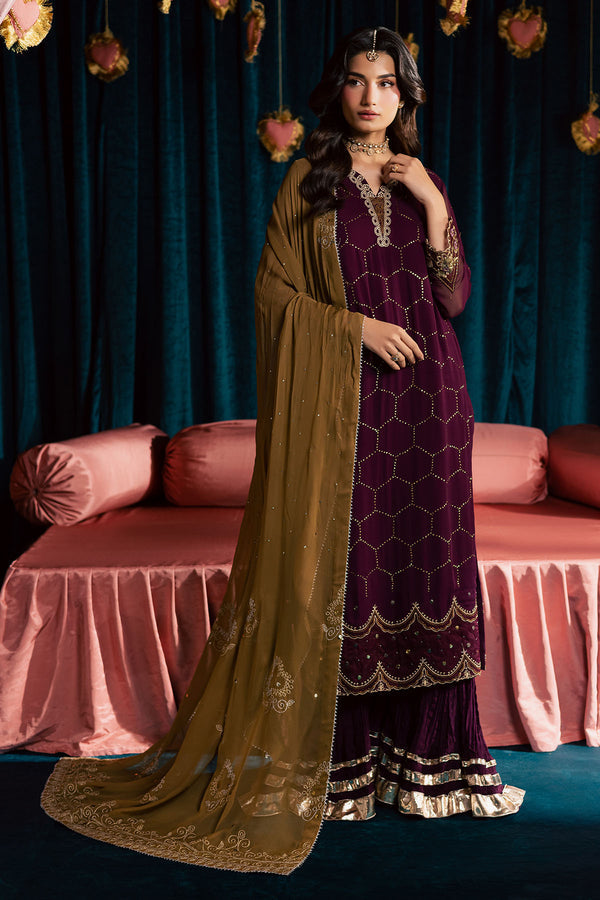 Pakistani Custom Stitched Chiffon Dress - MK-21