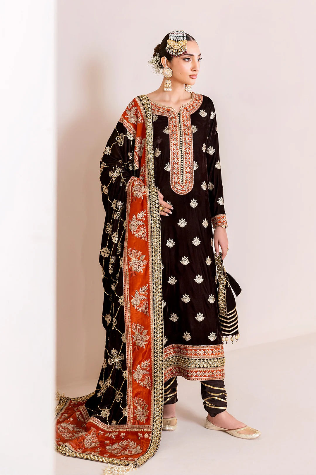 Pakistani Custom Stitched Velvet Dress-2224-SABAAT