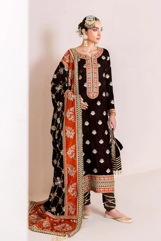 Pakistani Custom Stitched Velvet Dress-2224-SABAAT
