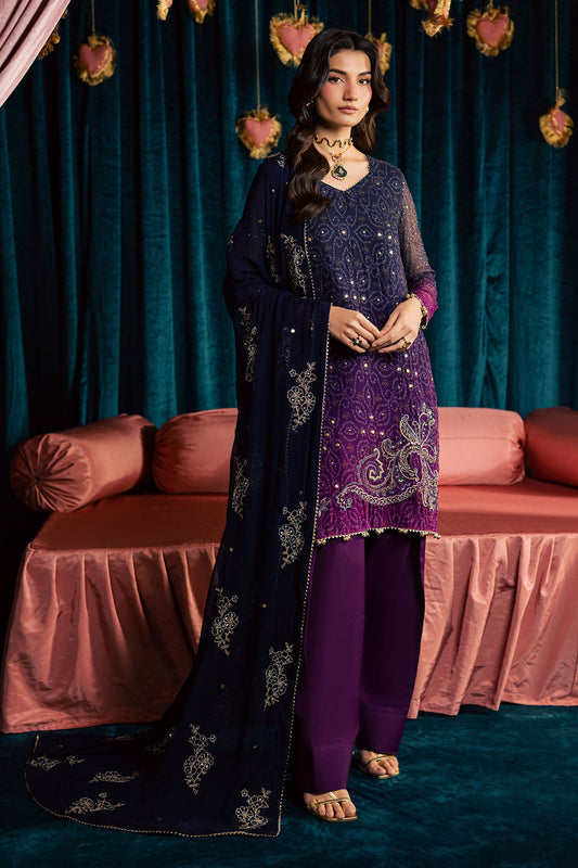 Pakistani Custom Stitched Chiffon Dress - MK-23