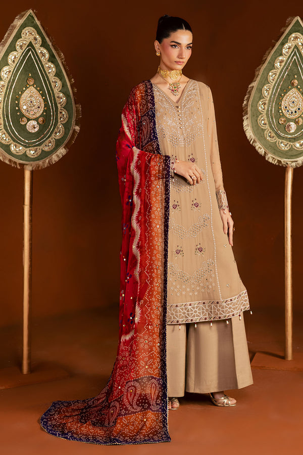 Pakistani Custom Stitched Chiffon Dress - MK-22