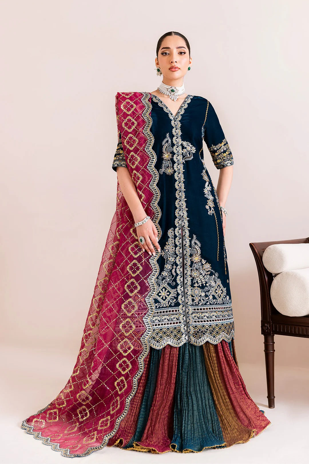 Pakistani Custom Stitched Velvet Dress-2222-MEHROOB