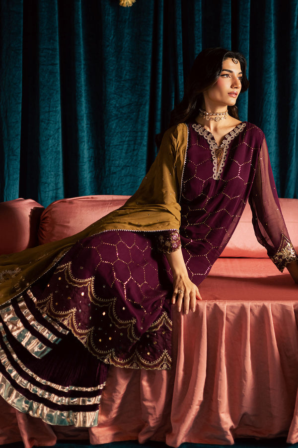 Pakistani Custom Stitched Chiffon Dress - MK-21