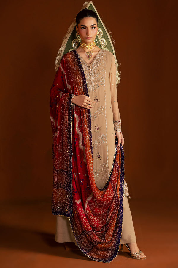 Pakistani Custom Stitched Chiffon Dress - MK-22