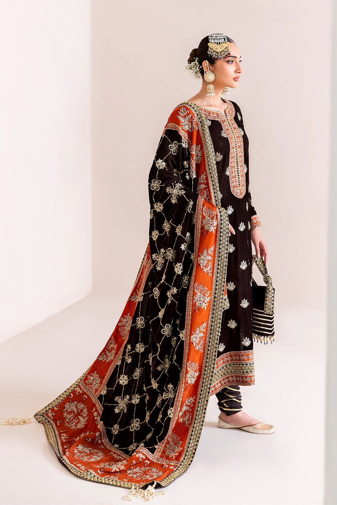 Pakistani Custom Stitched Velvet Dress-2224-SABAAT