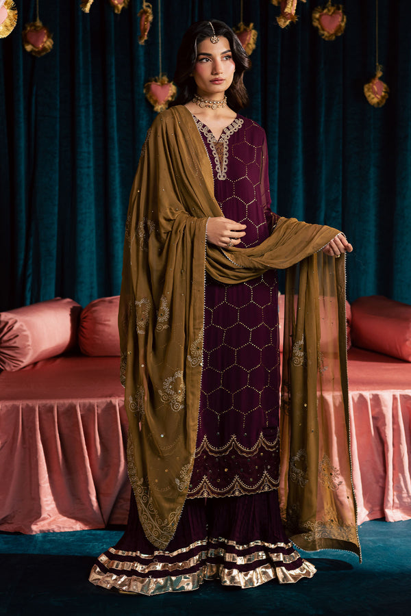 Pakistani Custom Stitched Chiffon Dress - MK-21