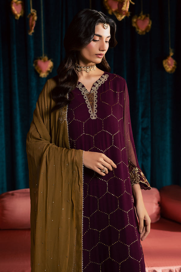 Pakistani Custom Stitched Chiffon Dress - MK-21