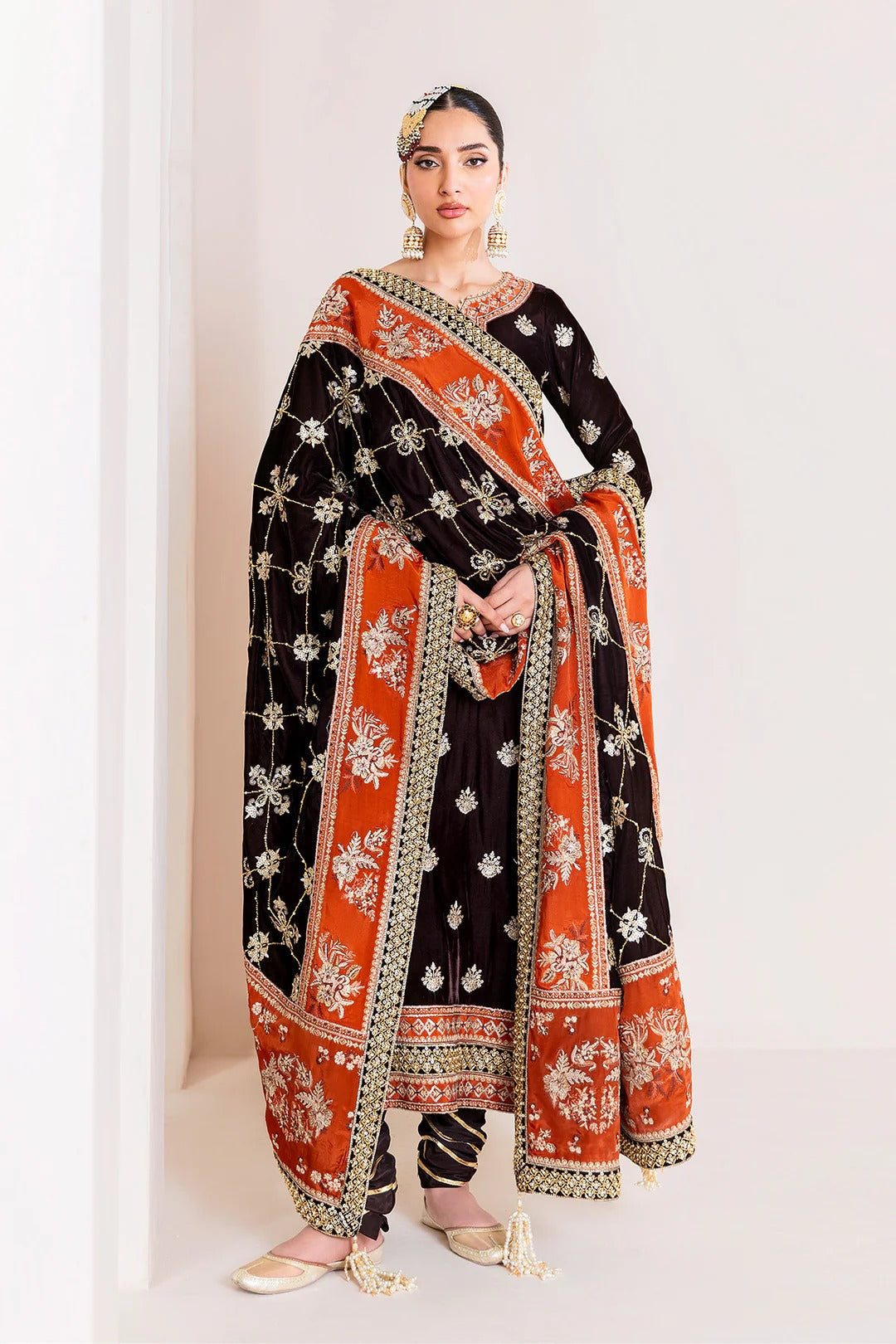 Pakistani Custom Stitched Velvet Dress-2224-SABAAT