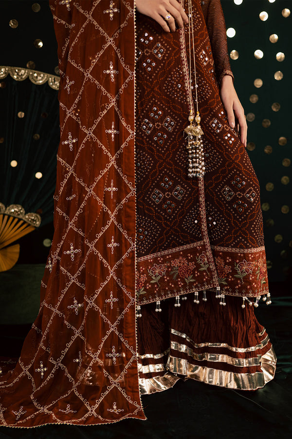 Pakistani Custom Stitched Chiffon Dress - MK-19