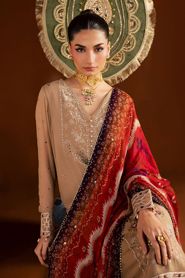 Pakistani Custom Stitched Chiffon Dress - MK-22