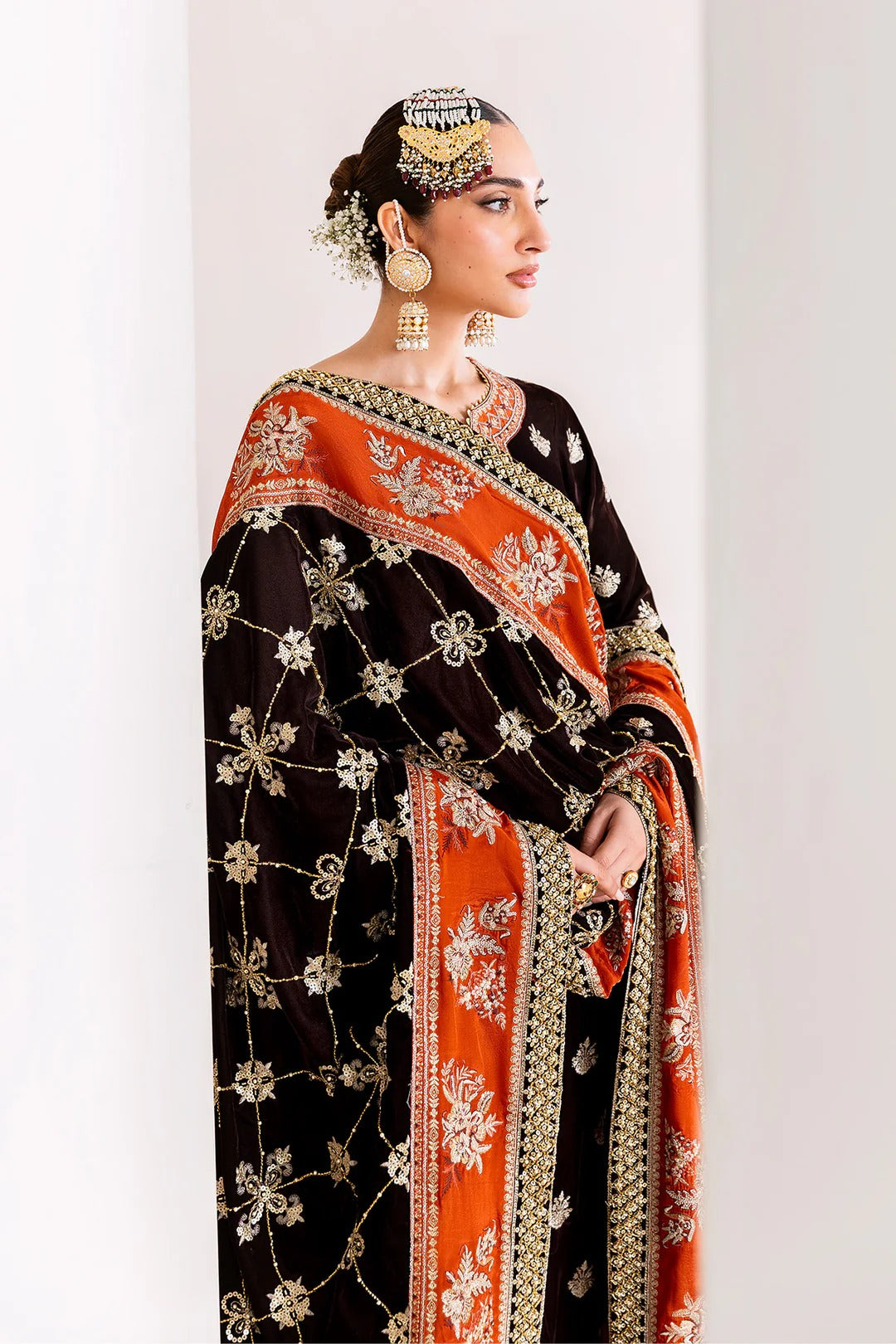 Pakistani Custom Stitched Velvet Dress-2224-SABAAT