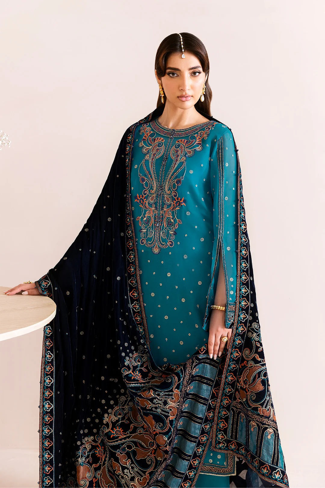 Pakistani Custom Stitched Velvet Dress-2225-NELOFER