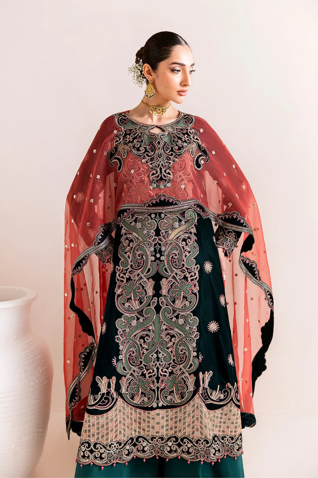 Pakistani Custom Stitched Velvet Dress - 2227-KISWA