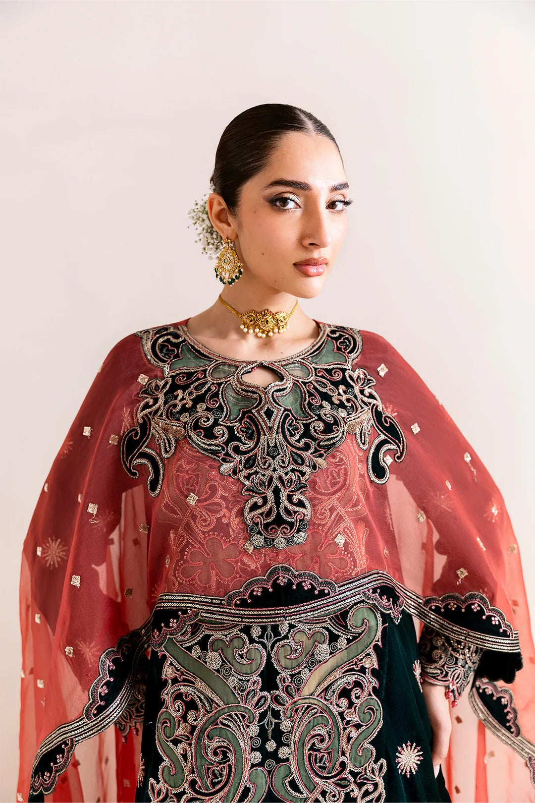 Pakistani Custom Stitched Velvet Dress - 2227-KISWA