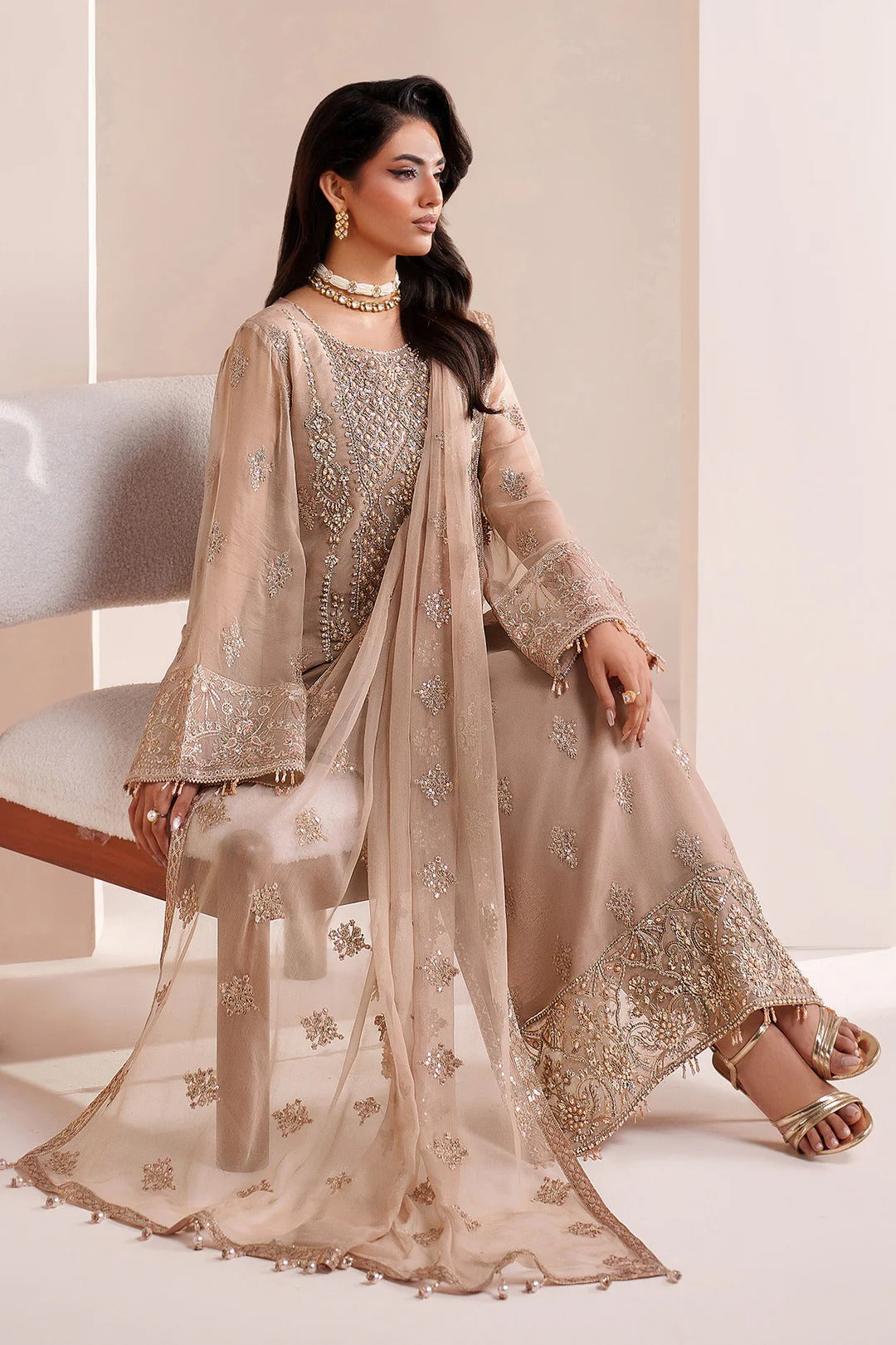 Pakistani Custom Stitched Chiffon Dress-4064-COVE