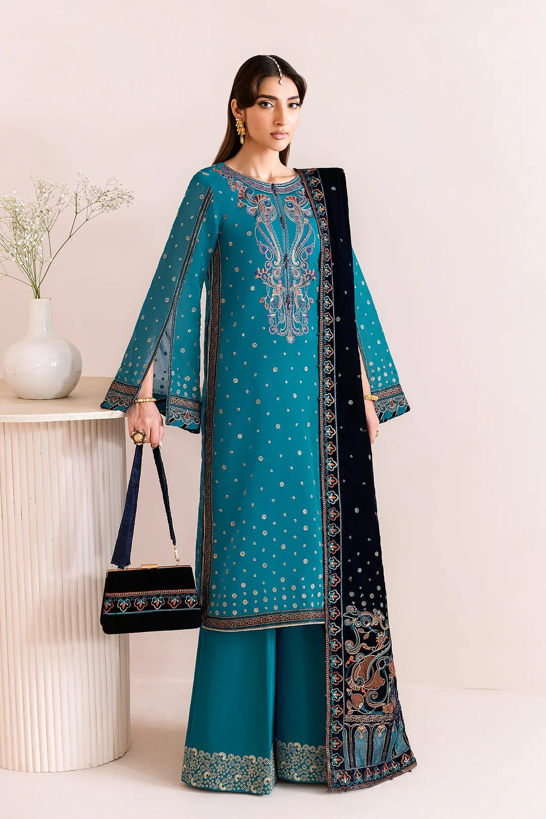 Pakistani Custom Stitched Velvet Dress-2225-NELOFER
