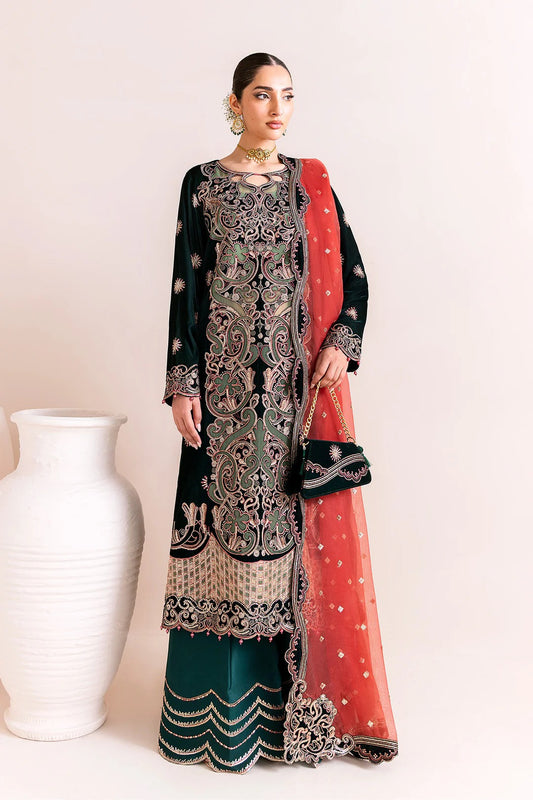 Pakistani Custom Stitched Velvet Dress - 2227-KISWA
