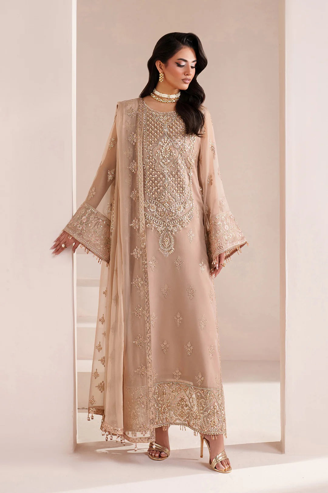 Pakistani Custom Stitched Chiffon Dress-4064-COVE