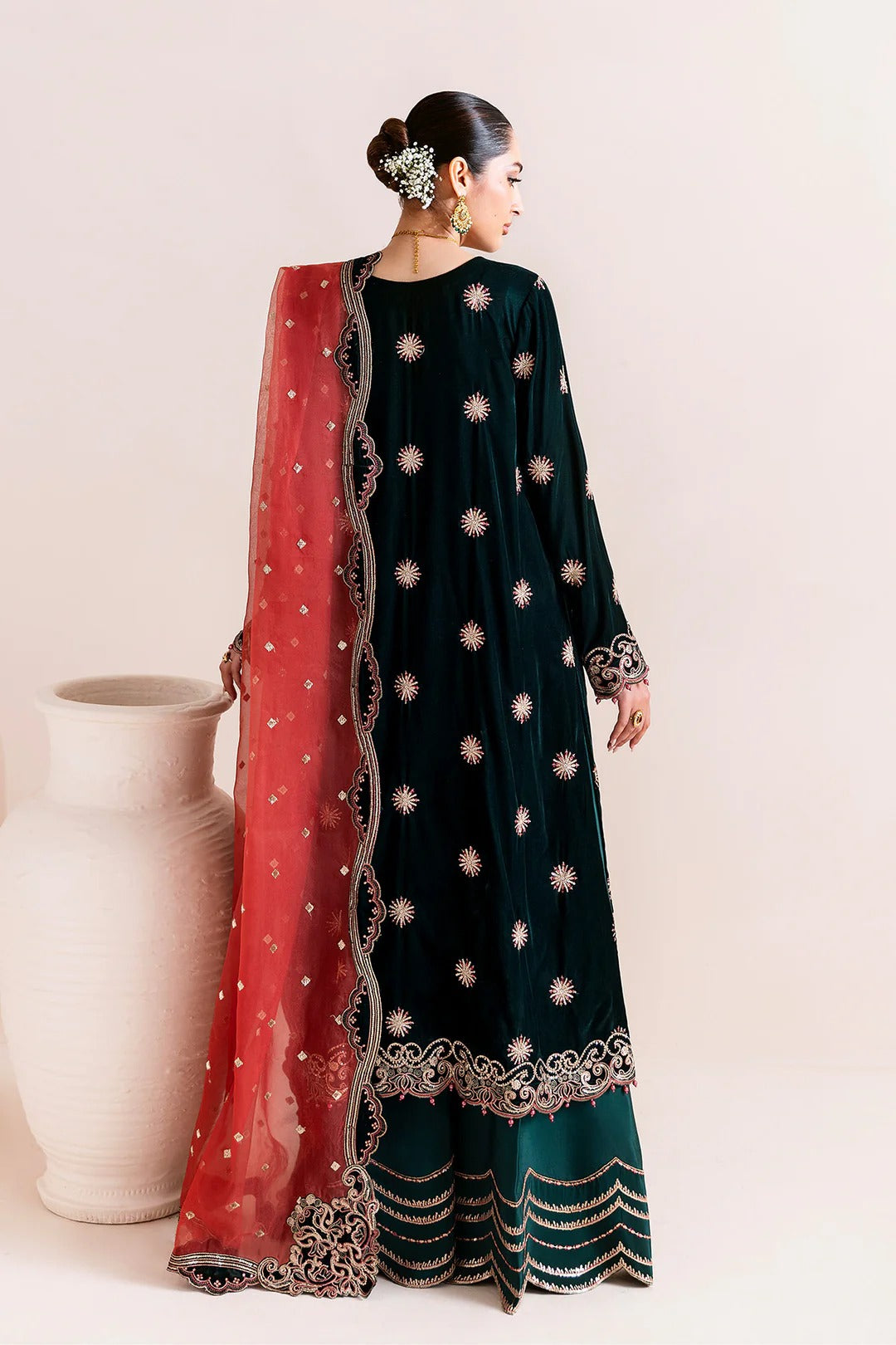 Pakistani Custom Stitched Velvet Dress - 2227-KISWA