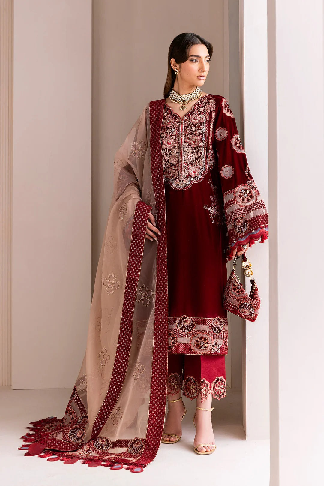 Pakistani Custom Stitched Velvet Dress-2226-VELZARI