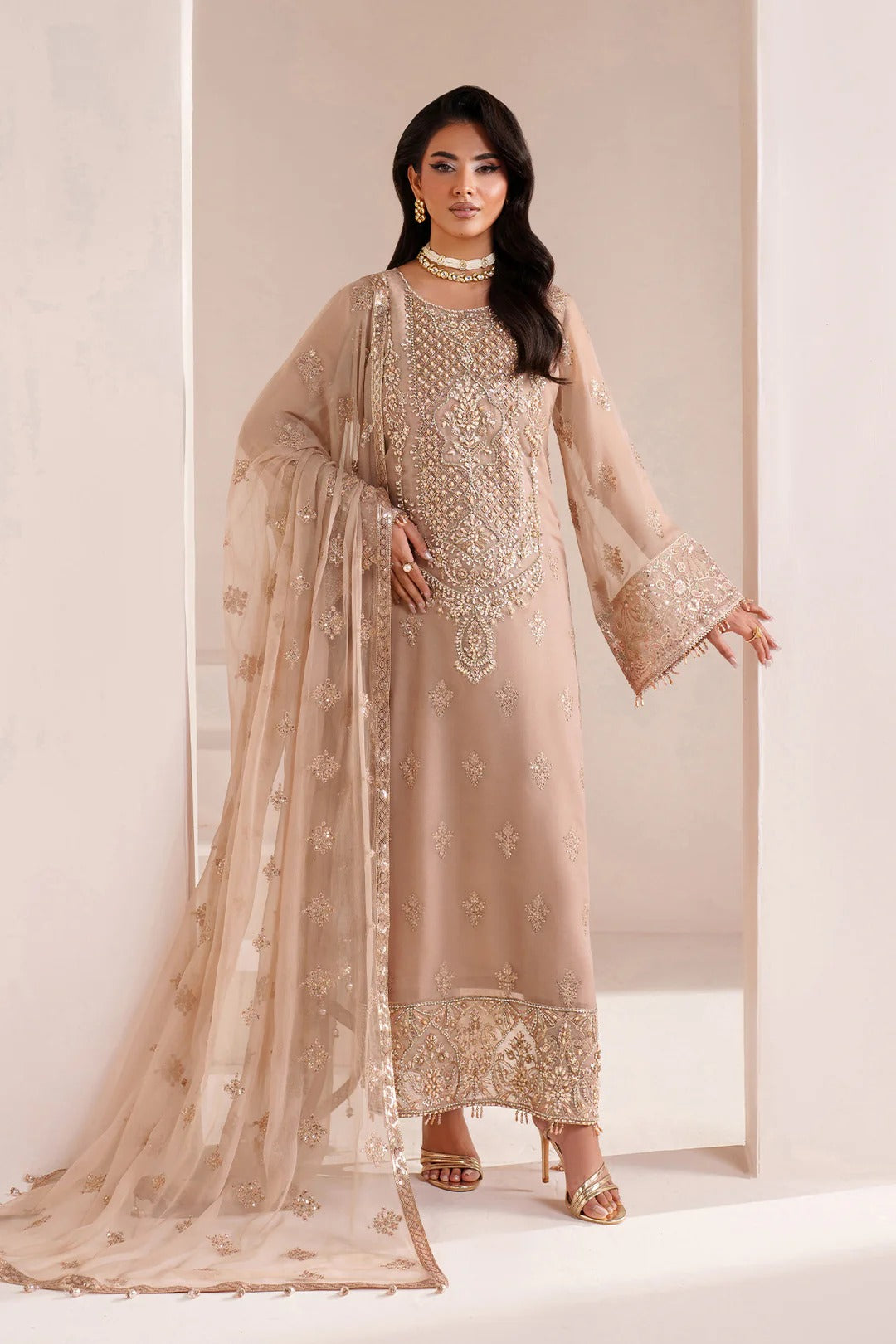 Pakistani Custom Stitched Chiffon Dress-4064-COVE
