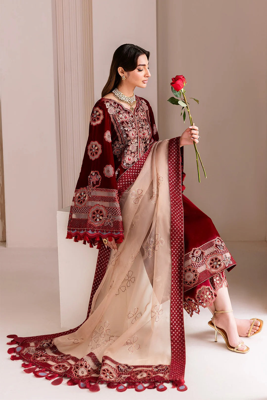 Pakistani Custom Stitched Velvet Dress-2226-VELZARI