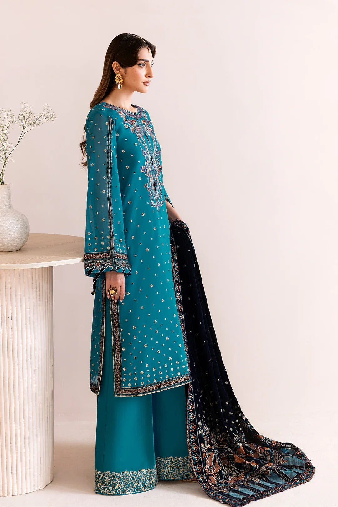 Pakistani Custom Stitched Velvet Dress-2225-NELOFER